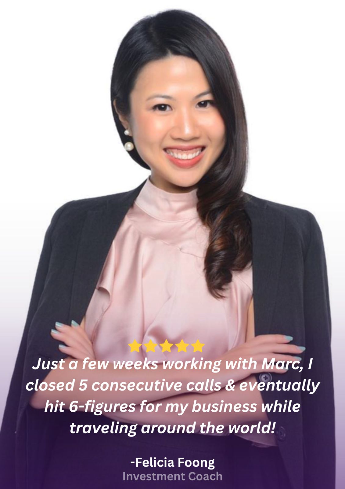 Client testimonial card, Felicia