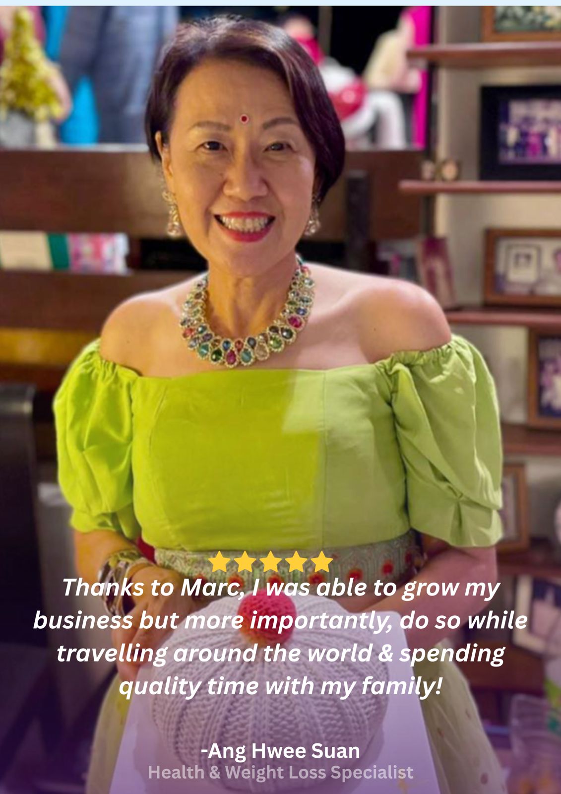 Client testimonial card, Hwee